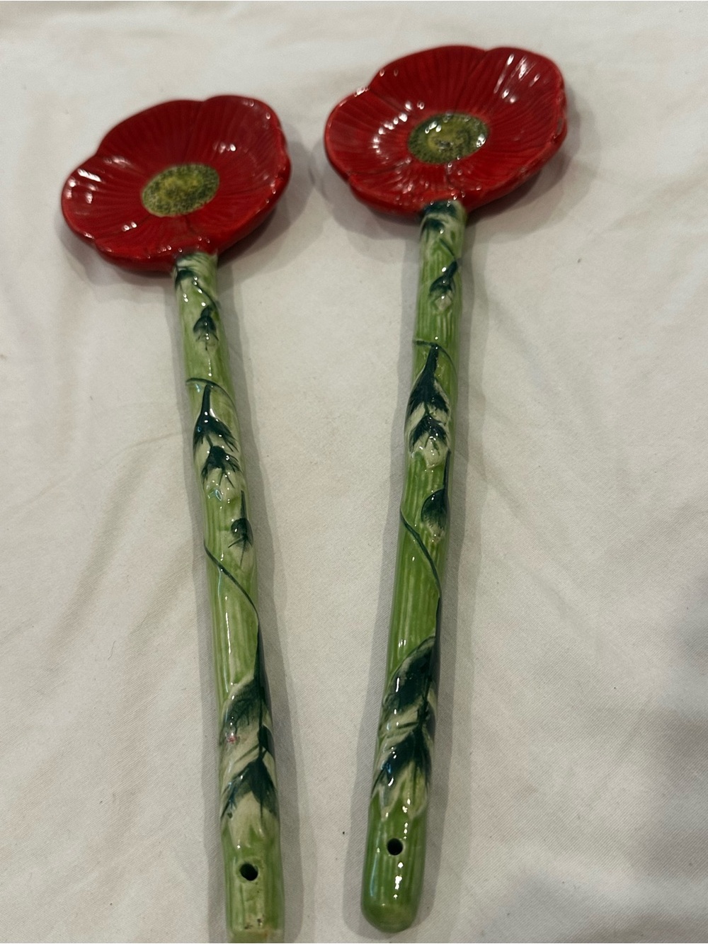 Fleur Rouge by Nanette Vacher Ambiance Collections Red Poppy Salad Servers Set
